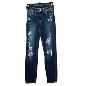 Judy Blue Mid Rise Bleach Splashed Distressed Boyfriend Jean Size 0/24